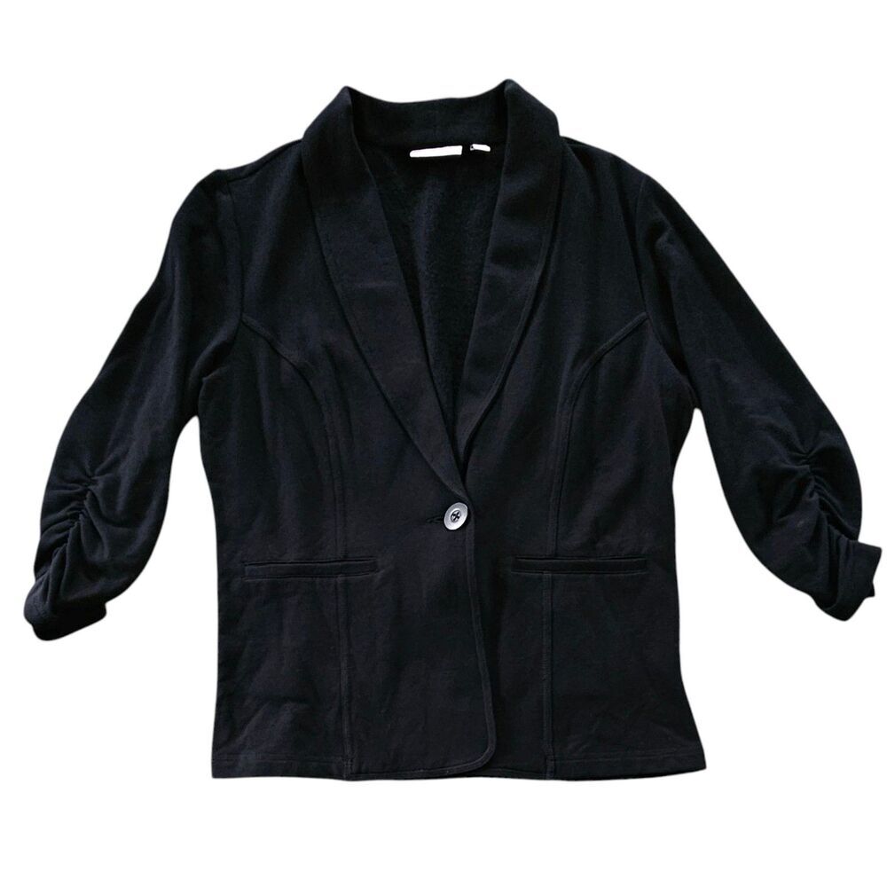 Susan Graver Black Single-Button Blazer